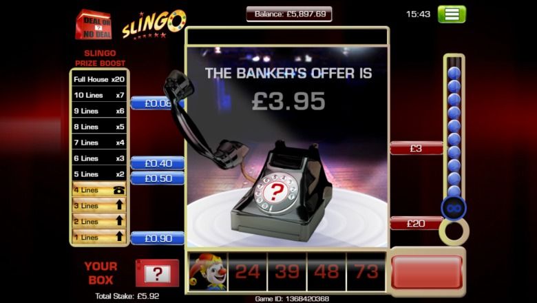 Slingo Deal or No Deal slot screenshot