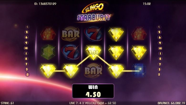 Slingo Starburst slot screenshot